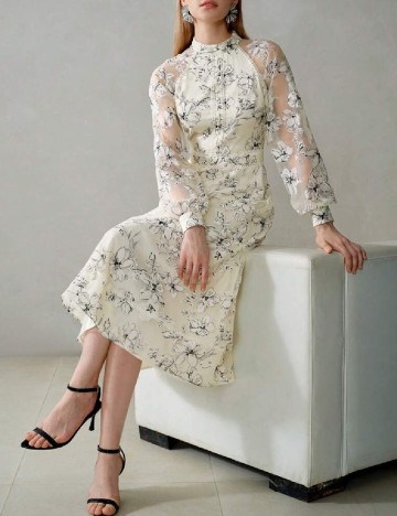 Rochie medie MOTF, crem