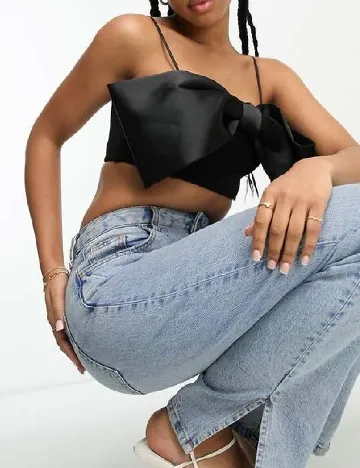 Top Stradivarius, negru Negru