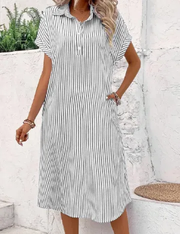 Rochie medie SHEIN, alb/gri