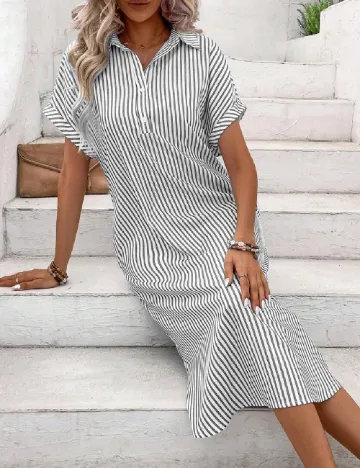 Rochie medie SHEIN, alb/gri