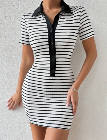 Rochie scurta SHEIN, alb/negru