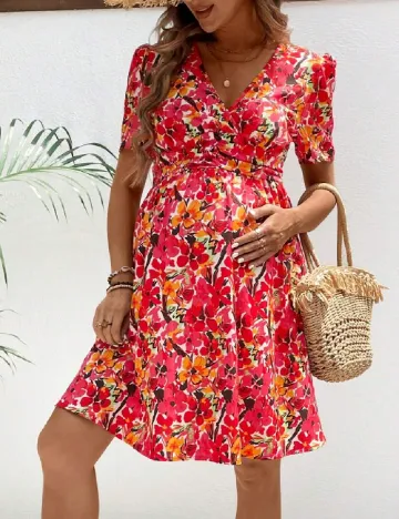 Rochie scurta SHEIN Maternity, floral print