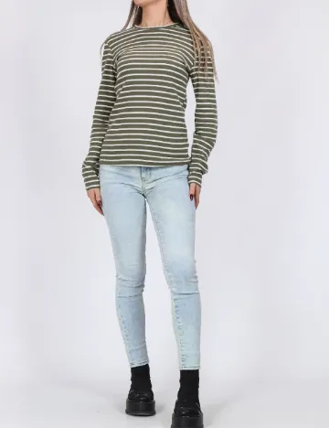 Bluza Pieces, alb/verde