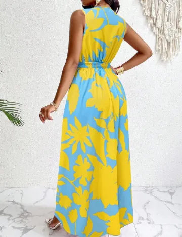 Rochie lunga SHEIN, albastru/galben Albastru