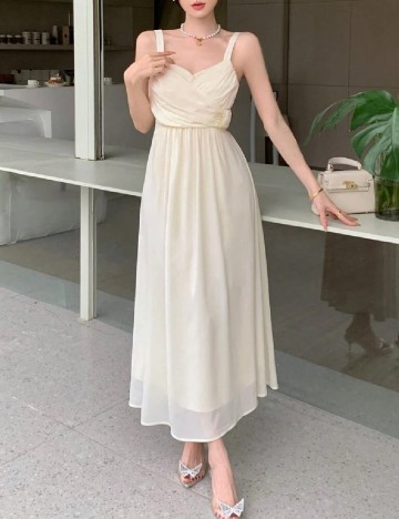 Rochie lunga Dazy, ecru