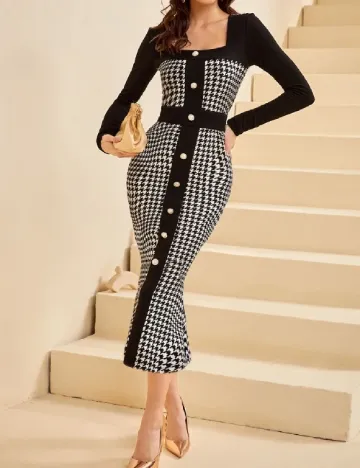 Rochie medie SHEIN, alb/negru