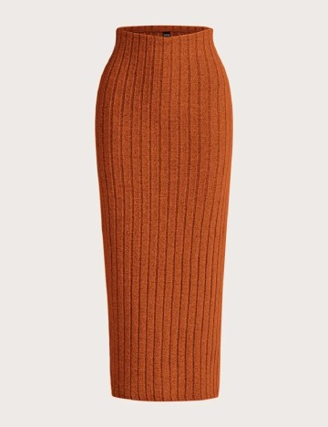 Fusta SHEIN CURVE, maro