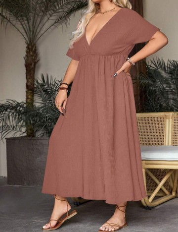 Rochie lunga SHEIN CURVE, roz pudra inchis