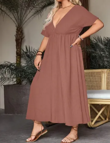 Rochie lunga SHEIN CURVE, roz pudra inchis