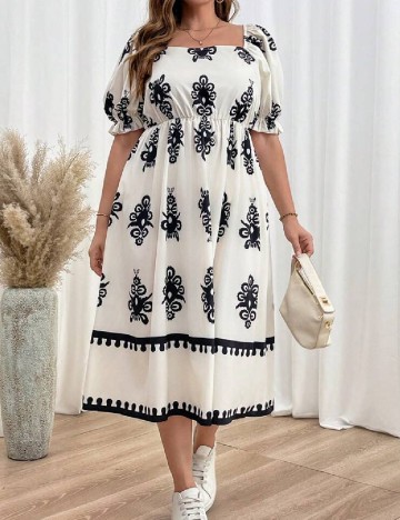 Rochie medie SHEIN CURVE, ecru