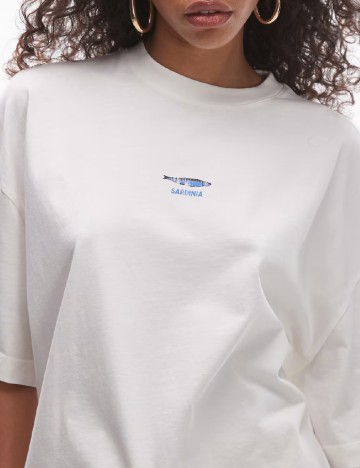 Tricou Oversize Top Shop, ecru