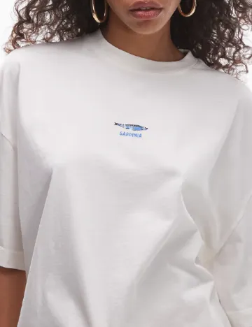 Tricou Oversize Top Shop, ecru Alb