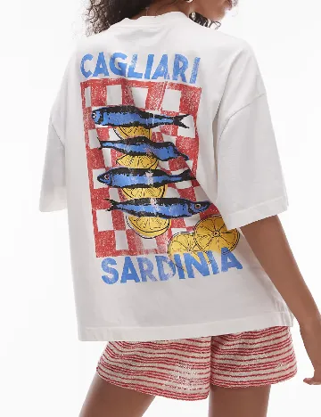 Tricou Oversize Top Shop, ecru Alb