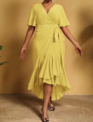Rochie medie SHEIN CURVE, galben Galben