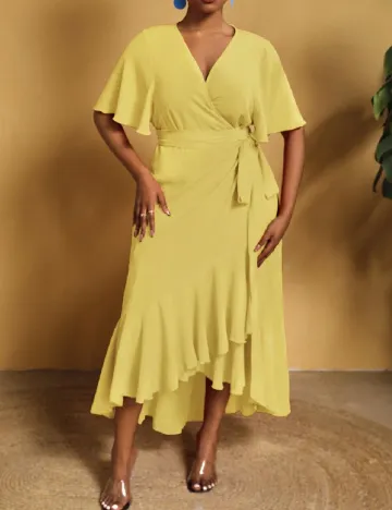 Rochie medie SHEIN CURVE, galben Galben
