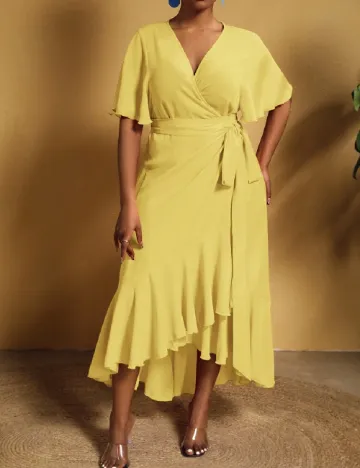 Rochie medie SHEIN CURVE, galben Galben