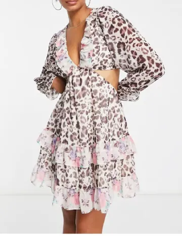 Rochie scurta Miss Selfridge, animal print