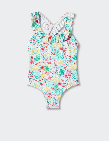 Costum de baie Mango Kids, floral print