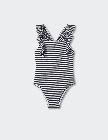 Costum de baie Mango Kids, alb/negru