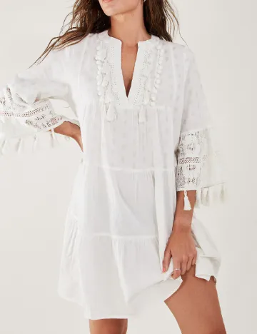 Rochie scurta Accessorize, ecru Alb