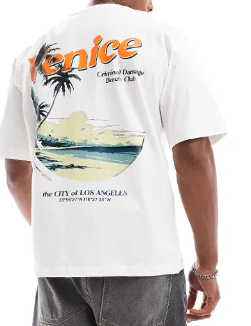 Tricou Oversize Criminal Damage, alb Alb