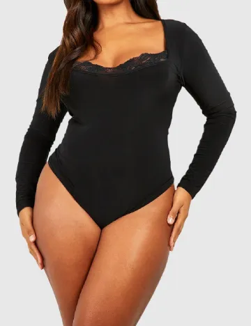 Body Boohoo Plus Size, negru Negru