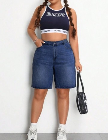 Pantaloni scurti SHEIN CURVE, albastru