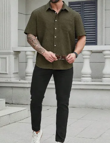 Camasa SHEIN Plus Size Men, verde