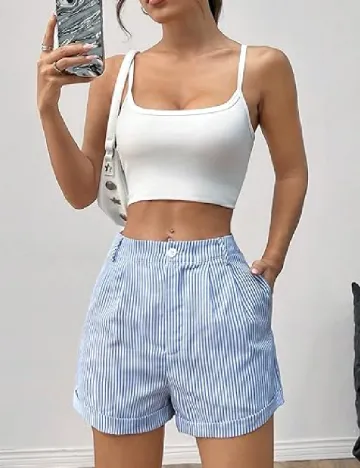 Pantaloni scurti SHEIN, albastru/alb Albastru