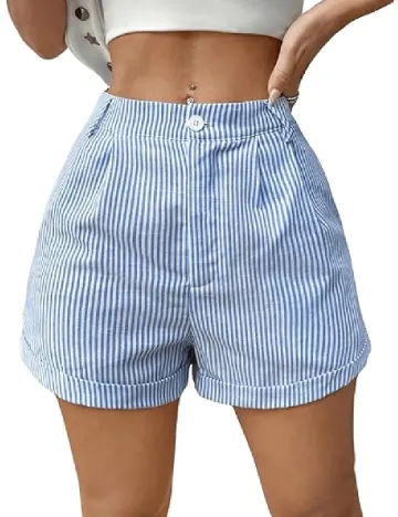 Pantaloni scurti SHEIN, albastru/alb Albastru
