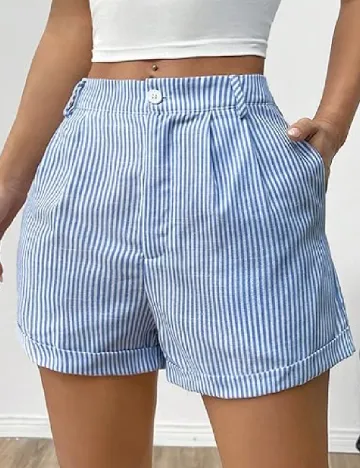 Pantaloni scurti SHEIN, albastru/alb Albastru