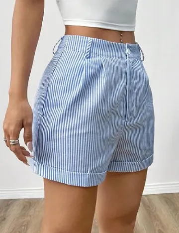 Pantaloni scurti SHEIN, albastru/alb Albastru