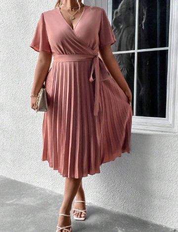 Rochie medie SHEIN CURVE, roz pudra inchis