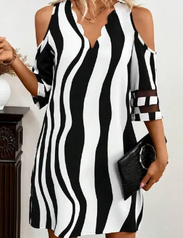 Rochie scurta SHEIN, alb/negru Negru
