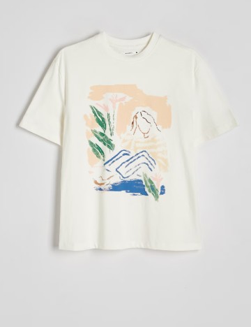 Tricou Reserved, ecru
