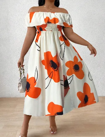 Rochie medie SHEIN CURVE, floral print Floral print