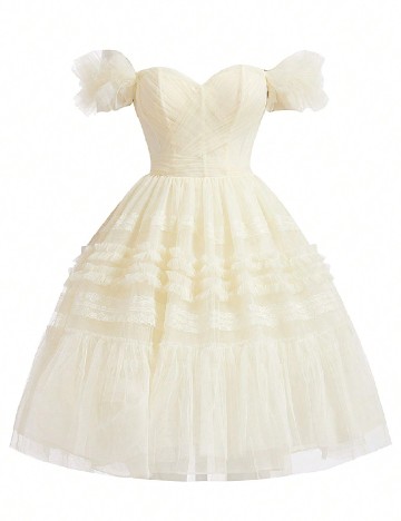 Rochie scurta SHEIN, crem