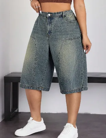 Pantaloni scurti SHEIN CURVE, albastru Albastru