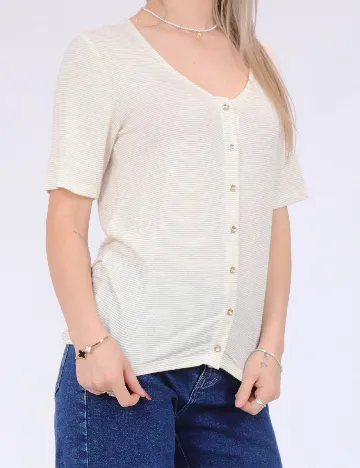 Tricou Pieces, crem Crem