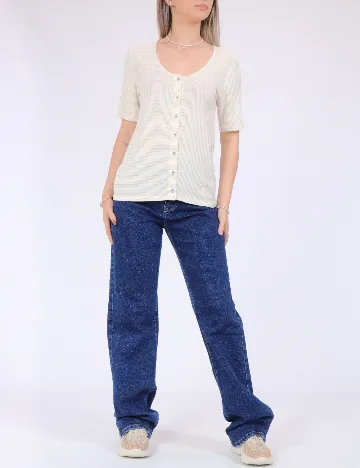 Tricou Pieces, crem Crem