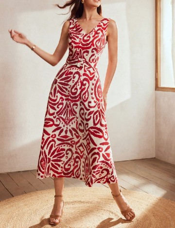 Rochie medie MOTF, rosu/alb