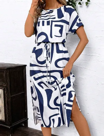 Rochie medie SHEIN, alb/albastru Alb