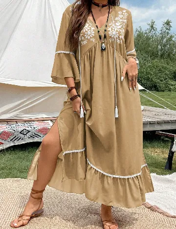 Rochie lunga SHEIN CURVE, maro Maro