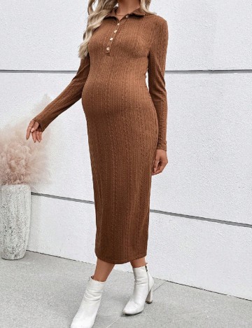 Rochie medie SHEIN Maternity, maro