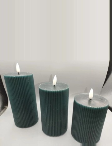 Set lumanari LED 3 bucati Zd Trading, verde inchis