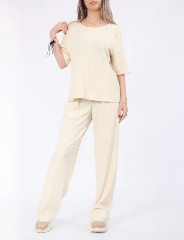 Pantaloni Pieces, crem Crem