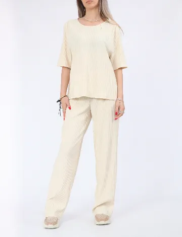 Pantaloni Pieces, crem Crem