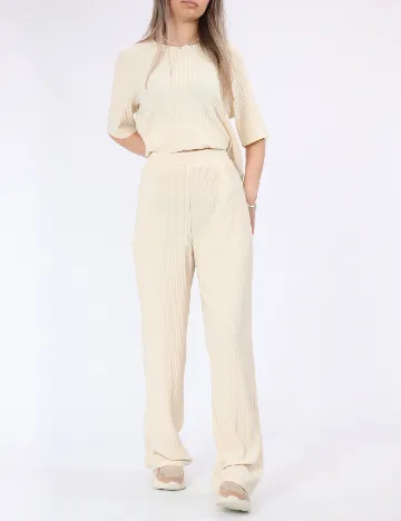 Pantaloni Pieces, crem Crem