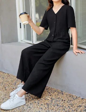 Salopeta Shein Kids, negru Negru