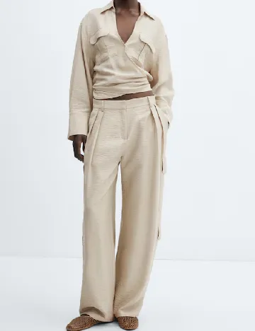 Pantaloni Mango, bej Crem